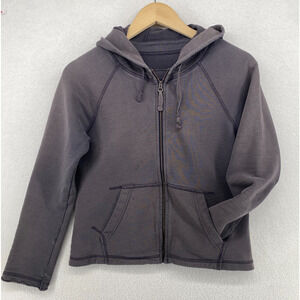 EILEEN FISHER Hoodie PP Cotton French Terry Full Zip Sweatshirt Gray Blue